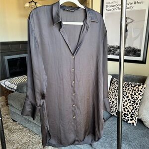 Zara Charcoal Button Down Dress